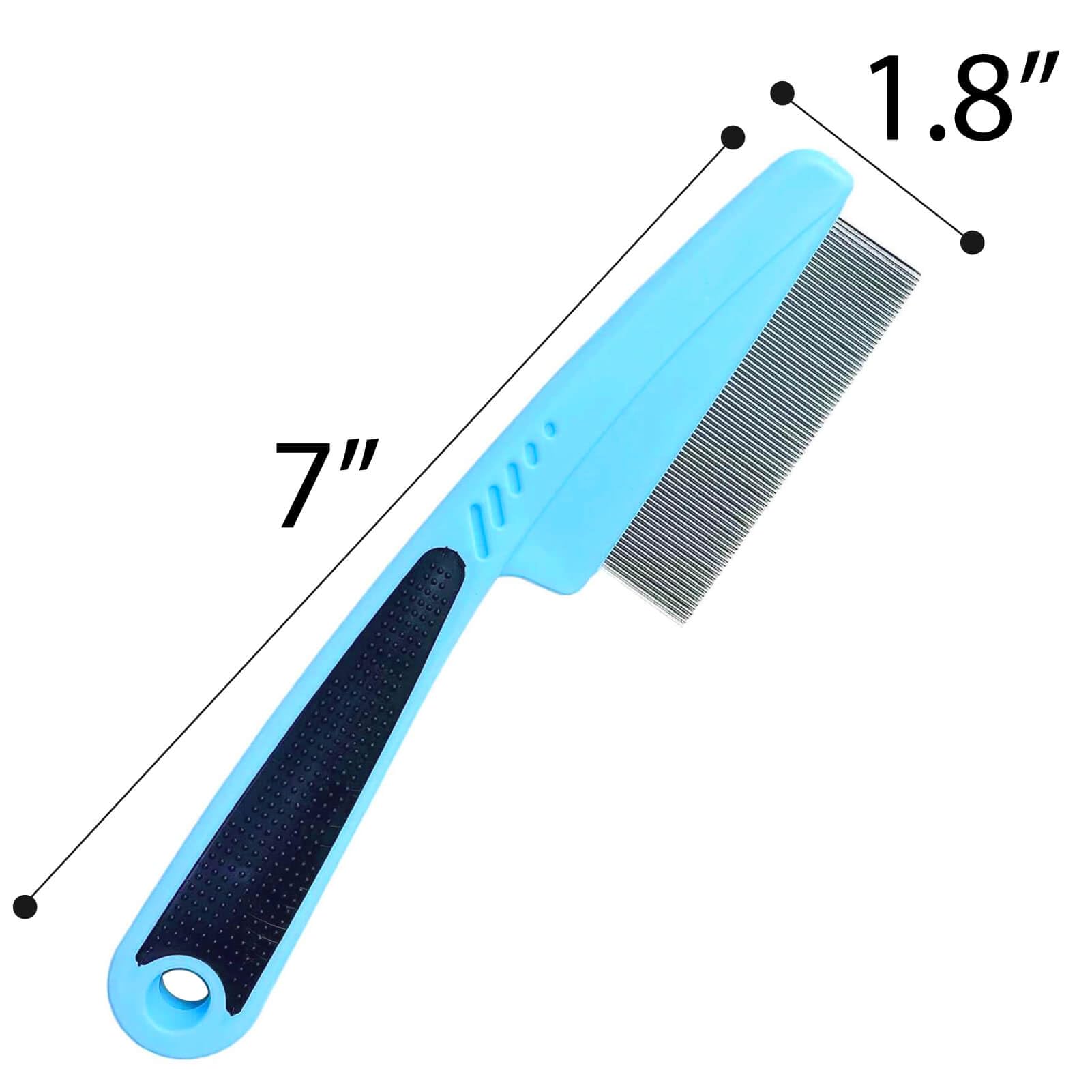 LLTGMV flea comb for cats and dogs demonstrating versatile use on common pets.
