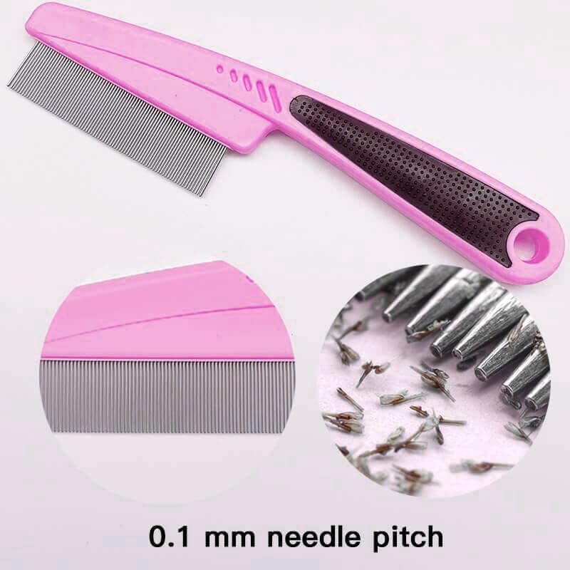LLTGMV flea comb used on a dog during grooming for quick detangler use.