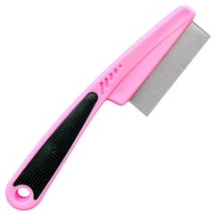 LLTGMV flea comb teeth closeup highlighting fine teeth for detangling and debris capture.