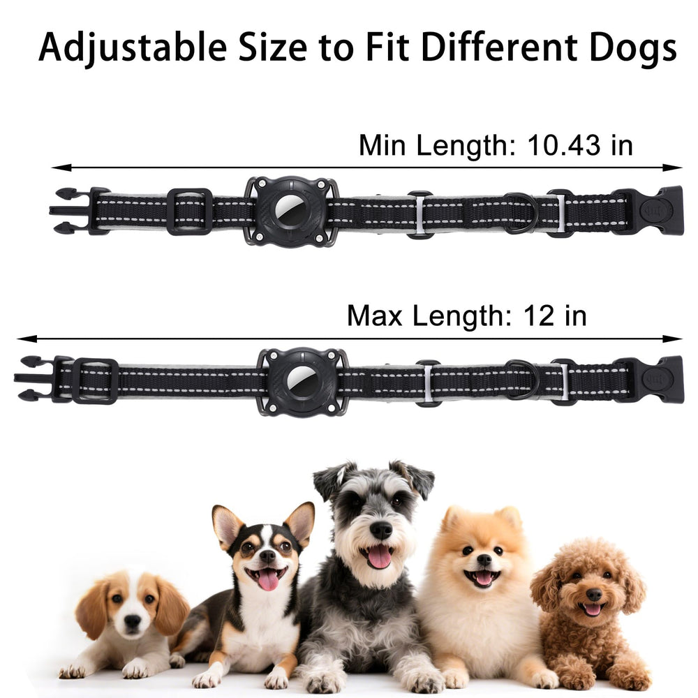 LLUAII AirTag dog collar adjustable-neck illustrates customizable neck fit