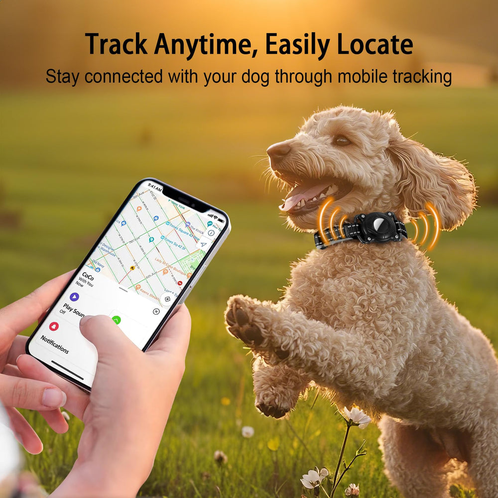 LLUAII AirTag dog collar holder-detail highlights integrated holder for weatherproof locating