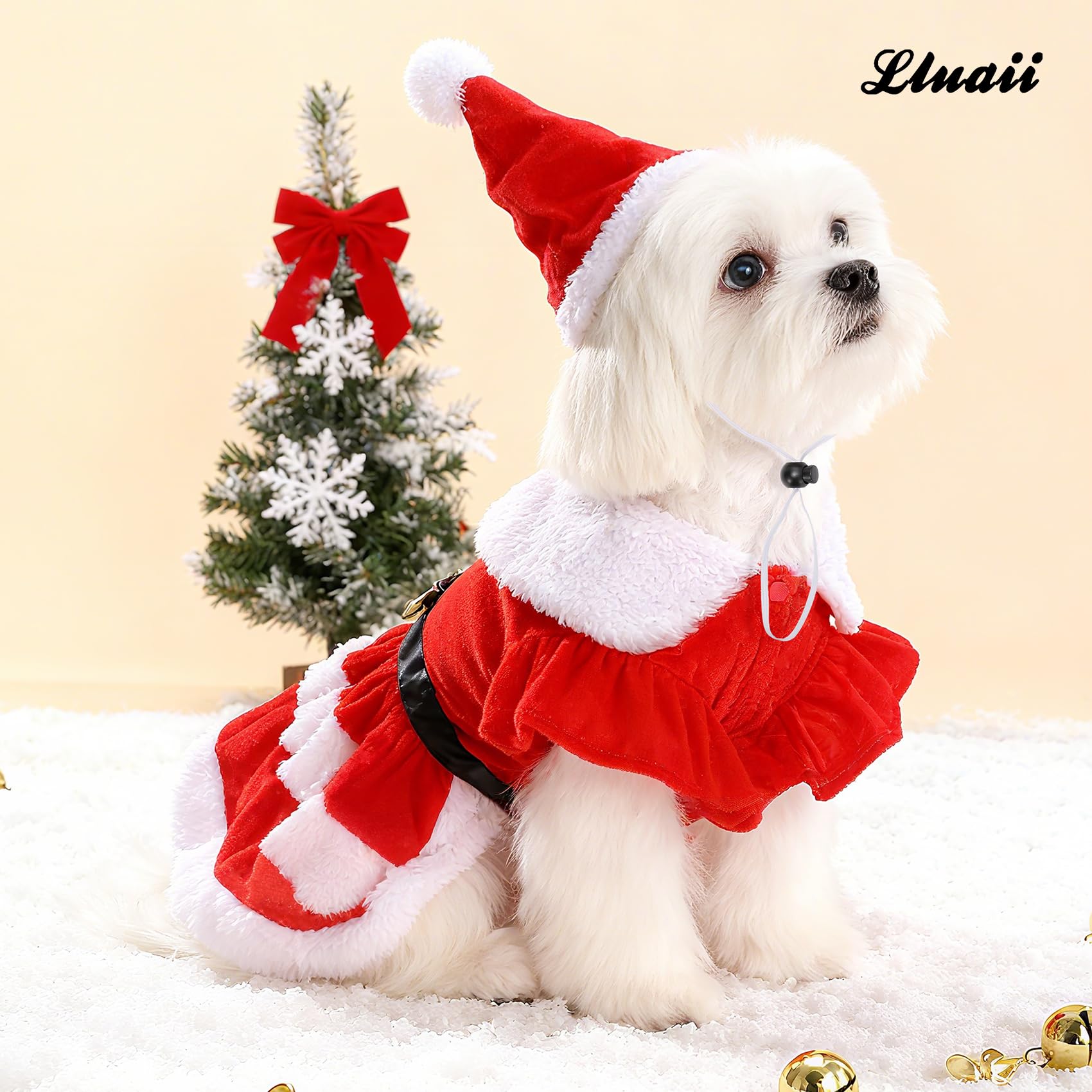LLUAII dog Christmas hat close-up bow adds cute holiday charm