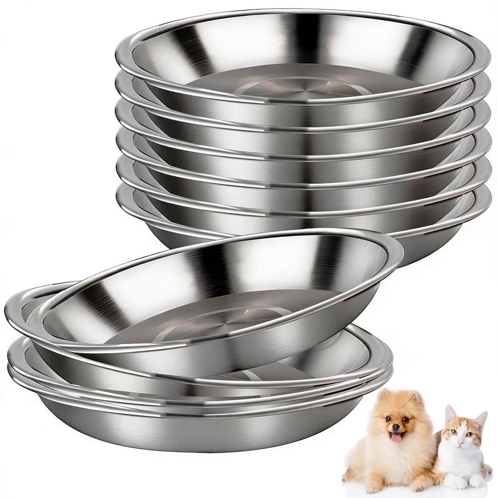 Lmisraely 6-pcs stainless steel cat bowls set with stacked, space-saving design.