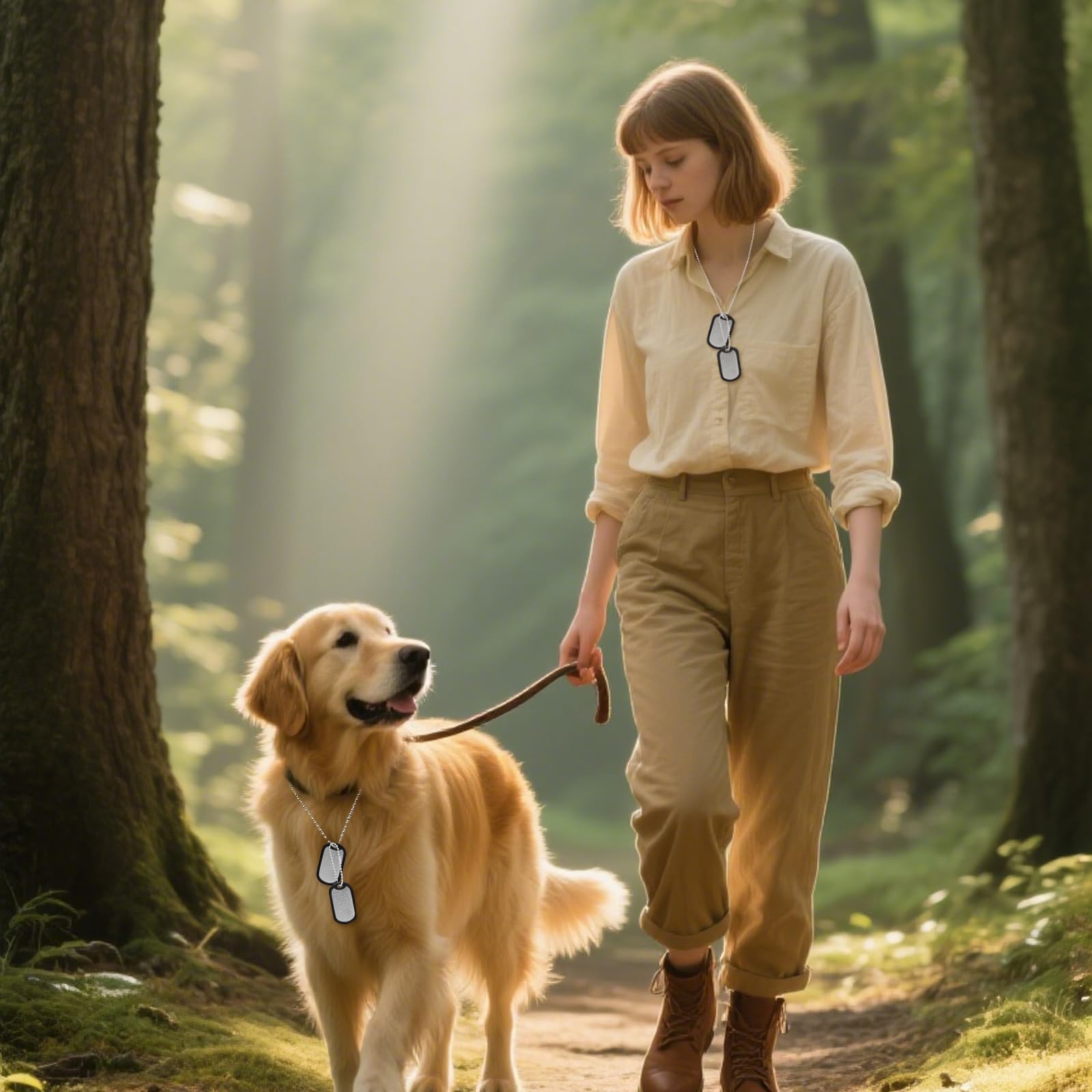 LMUWECNO dog tag worn on dog during walk shows comfort
