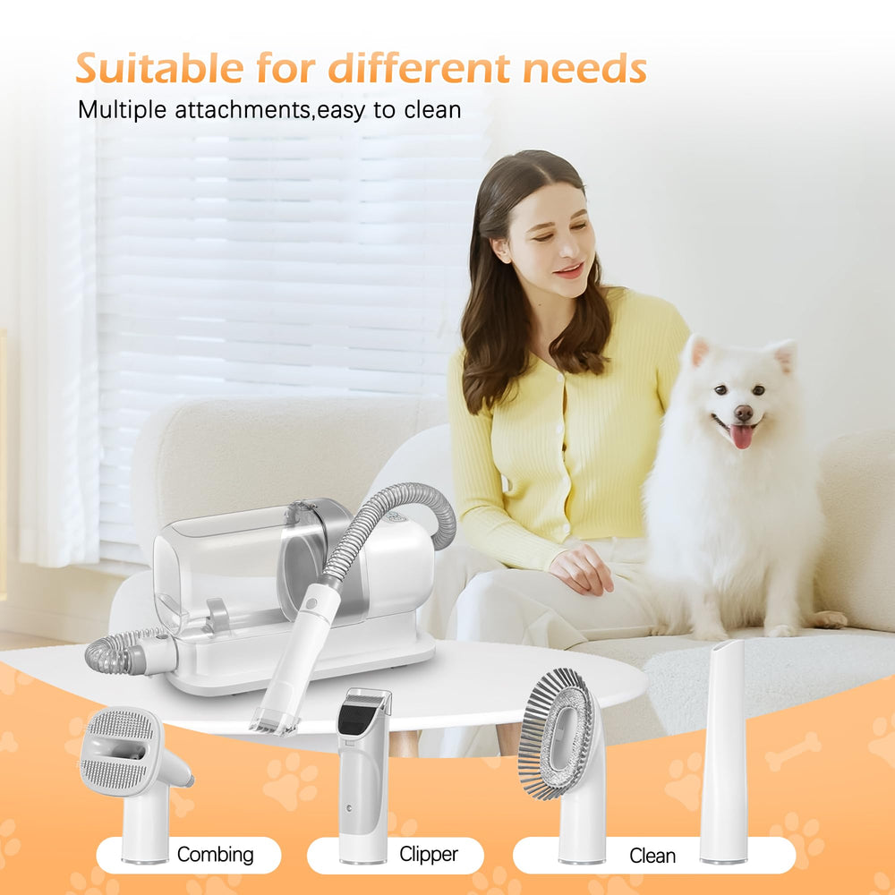 LMVVC attachments with slicker brush and clippers for precise fur grooming