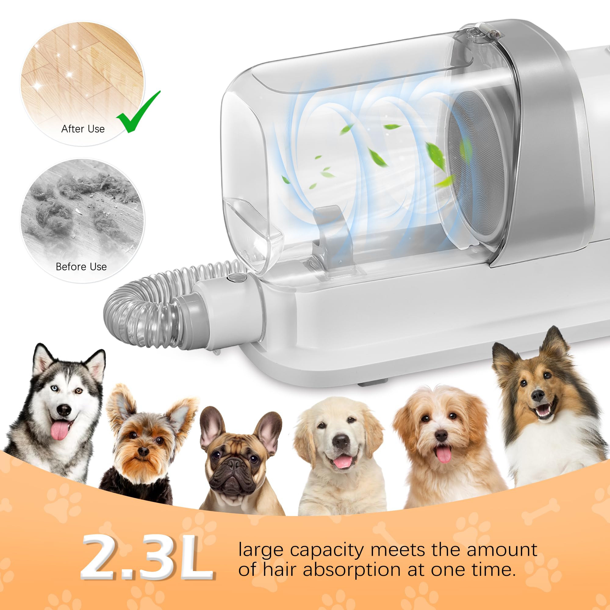 LMVVC dog grooming vacuum with 2-3L dust cup for less frequent emptying
