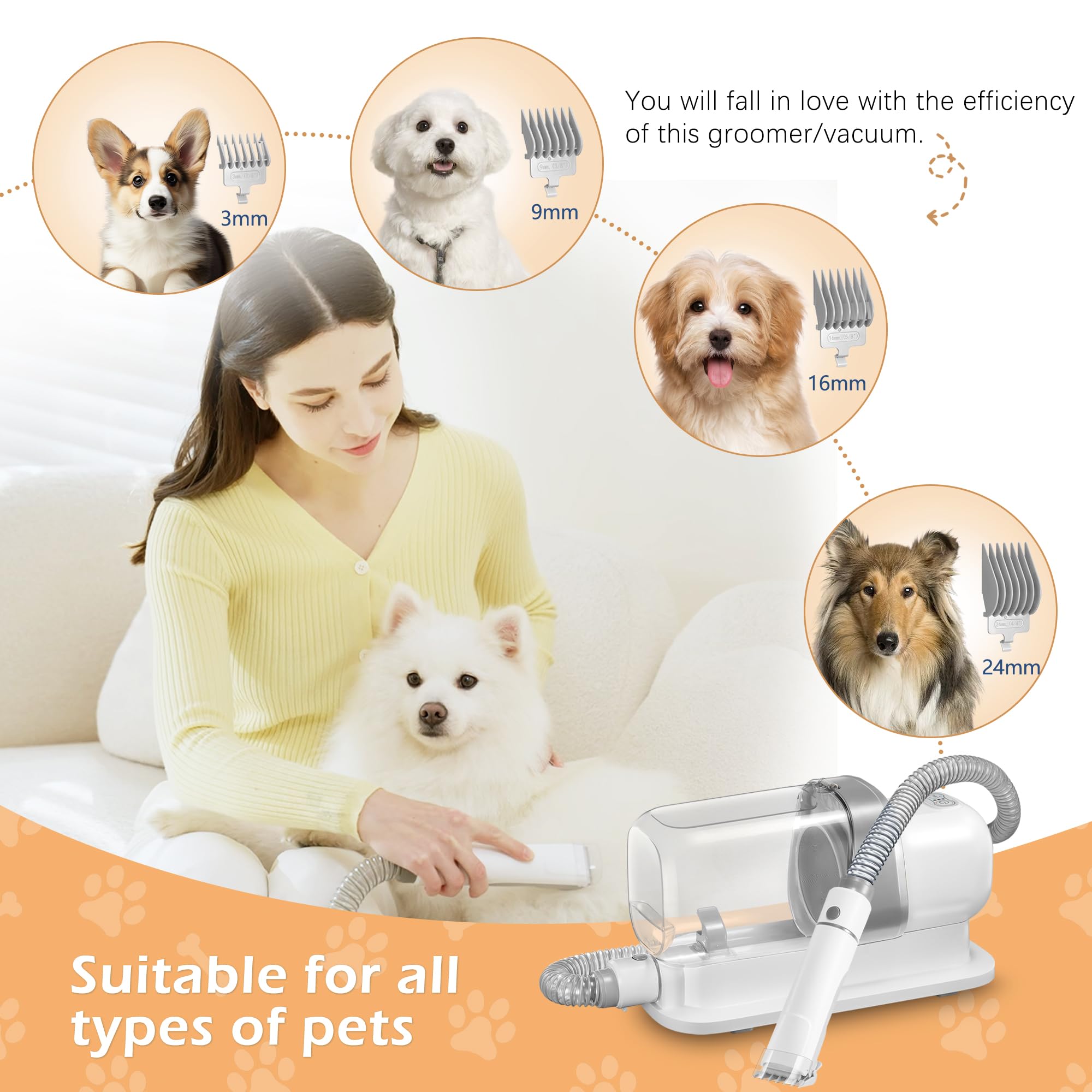 LMVVC low-noise grooming vacuum keeps pets calm during sessions