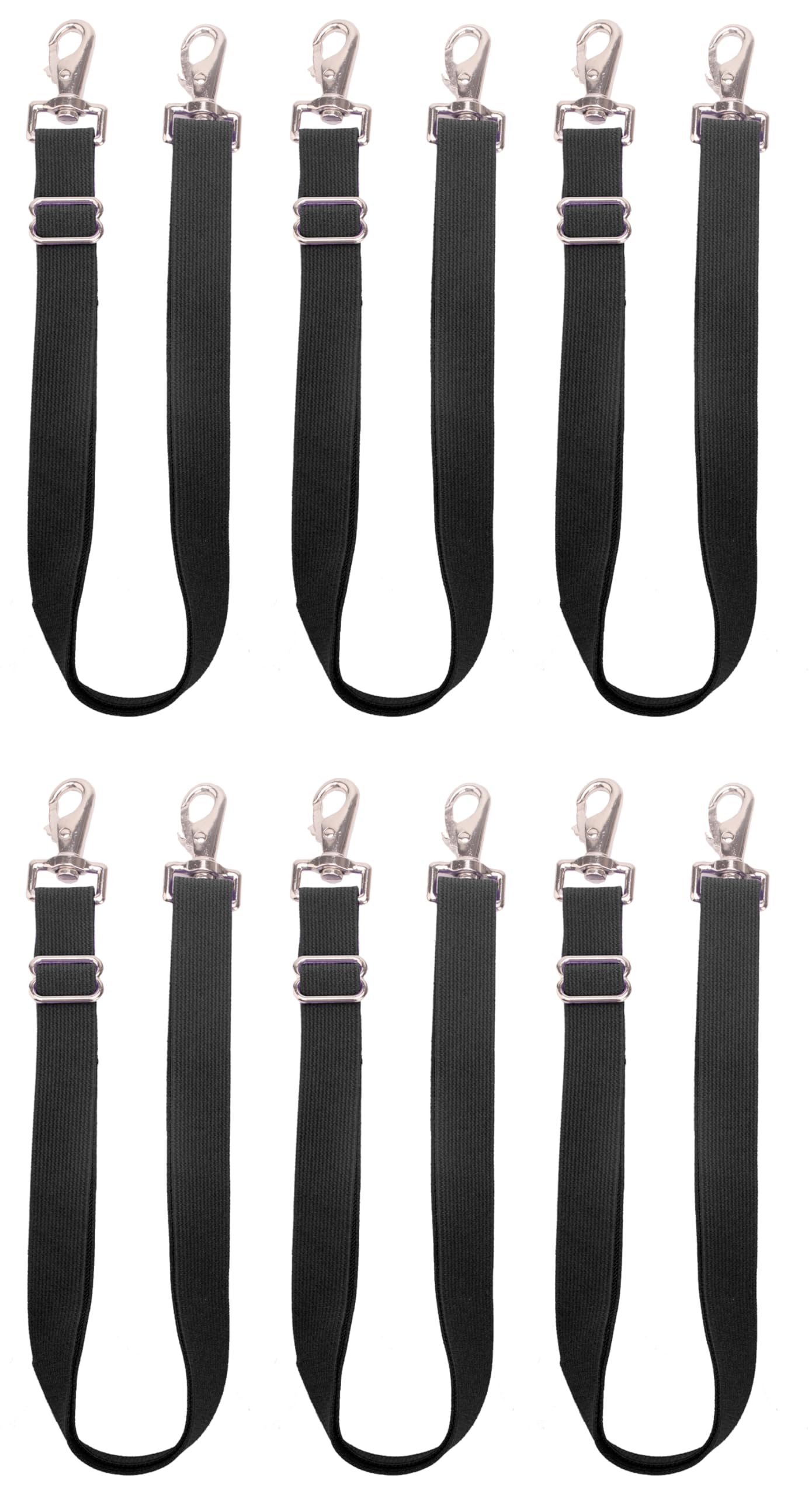 Loaged elastic leg strap pack 6 black for horse blankets ensures secure fit.