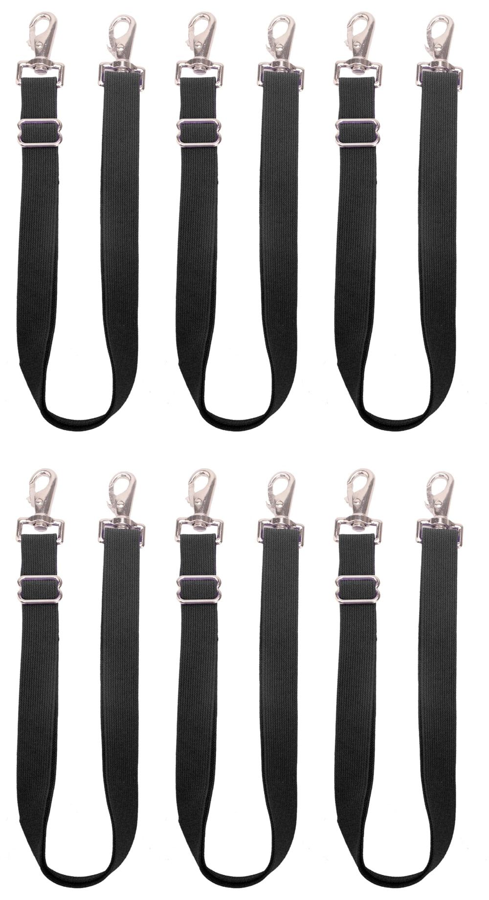 Loaged elastic leg strap pack 6 black for horse blankets ensures secure fit.