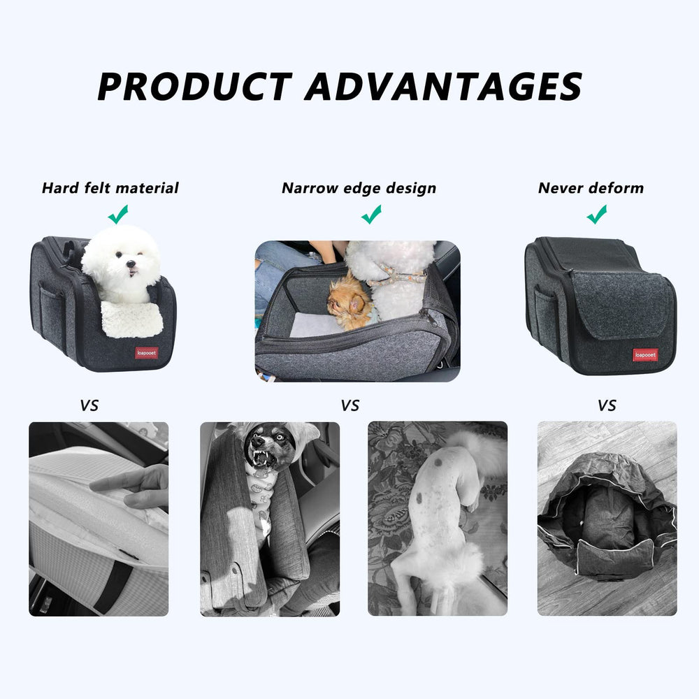 Loapooet center-console dog car seat collar buckle shows added safety during journeys