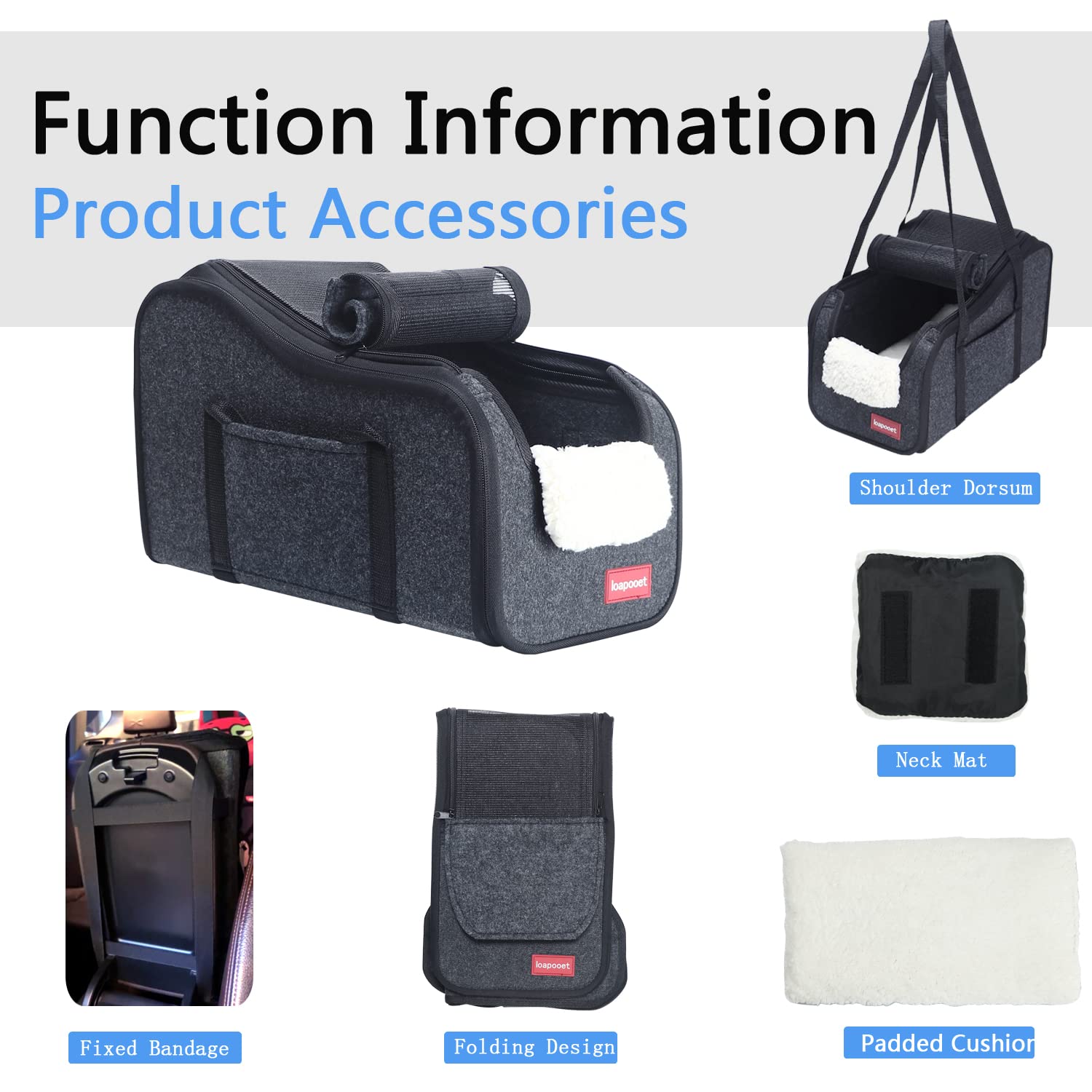 Loapooet center-console dog car seat compact-size design saves cabin space