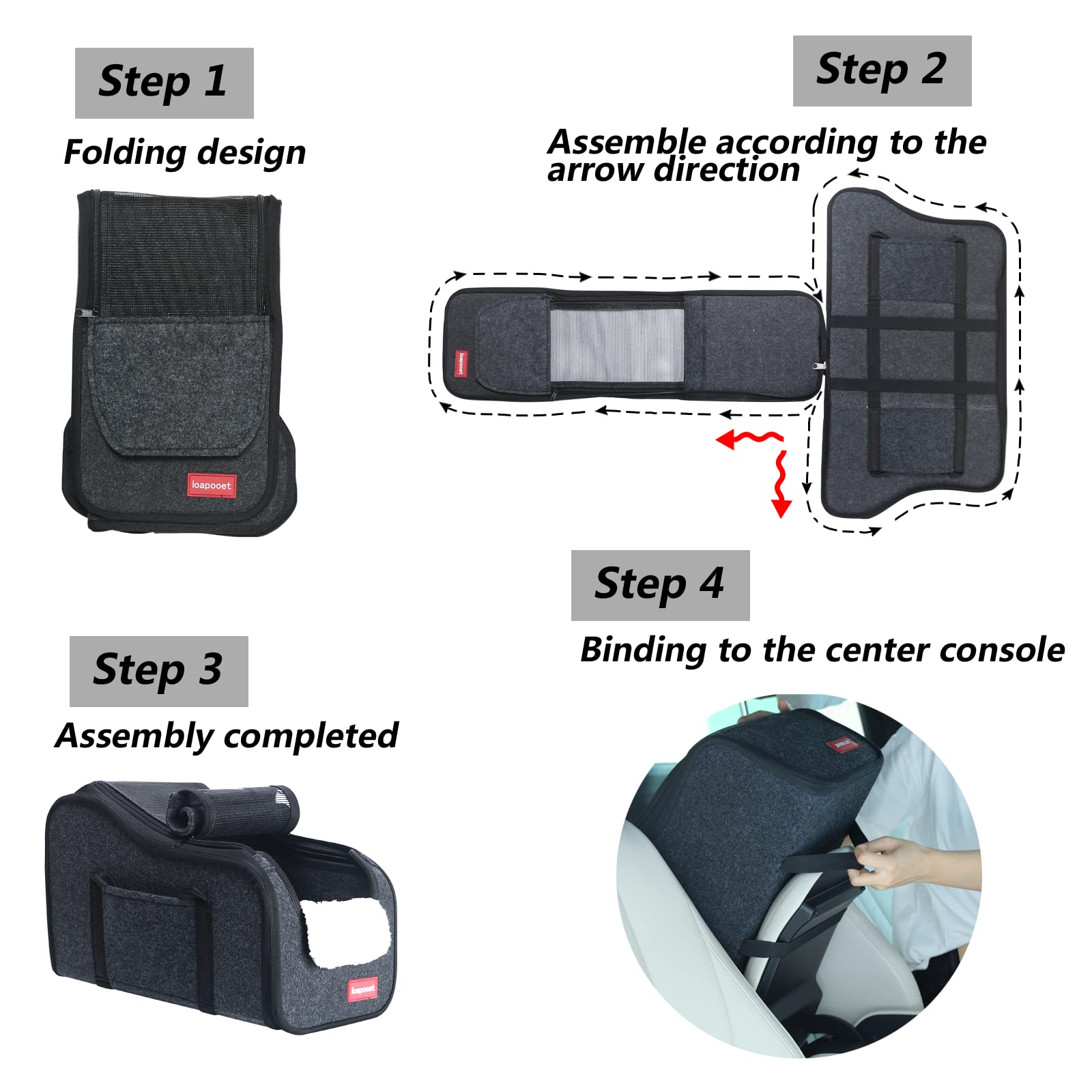 Loapooet center-console dog car seat plush cushion interior for warmth in winter