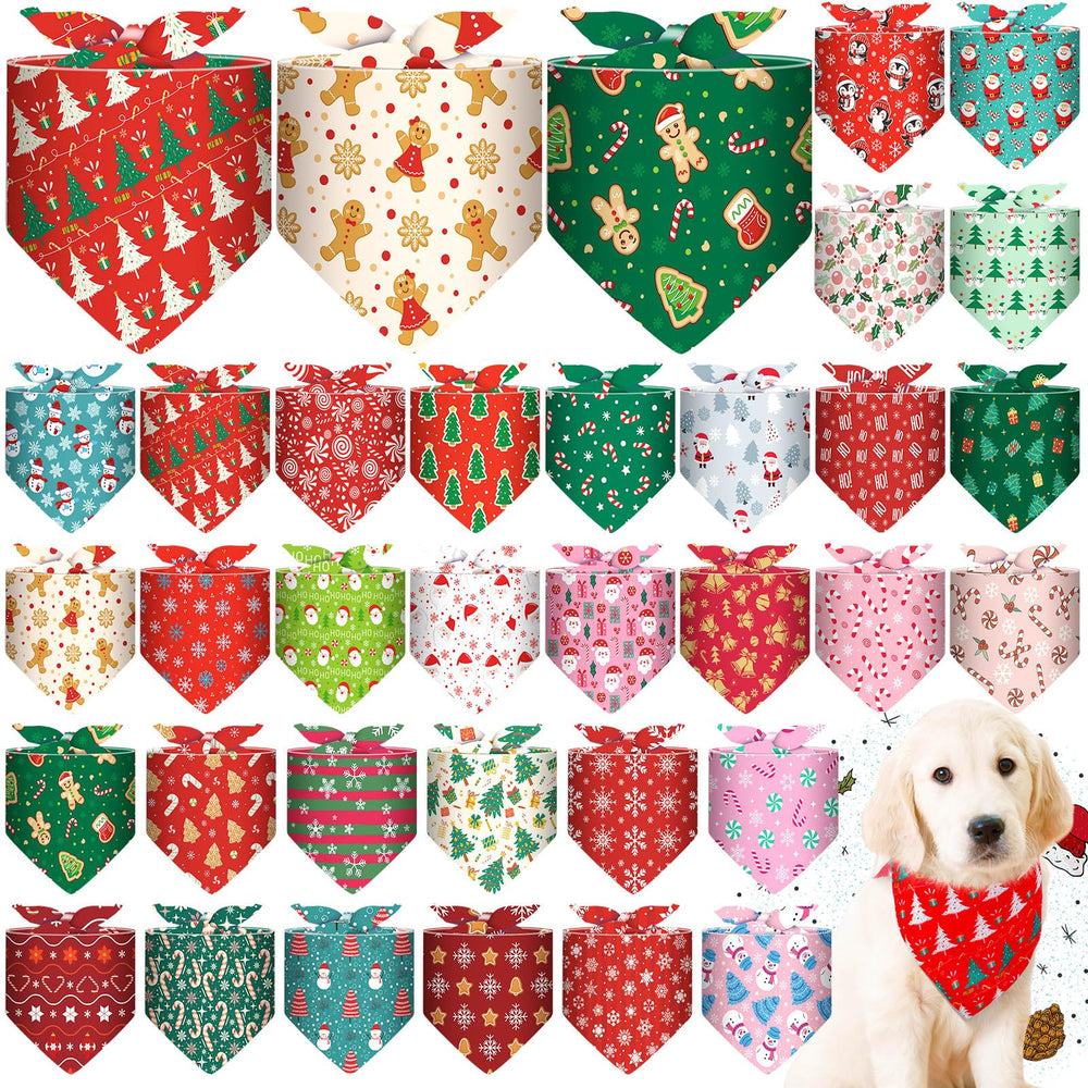 Locmeo 32-pack Christmas dog bandanas bundle for festive pet styling.
