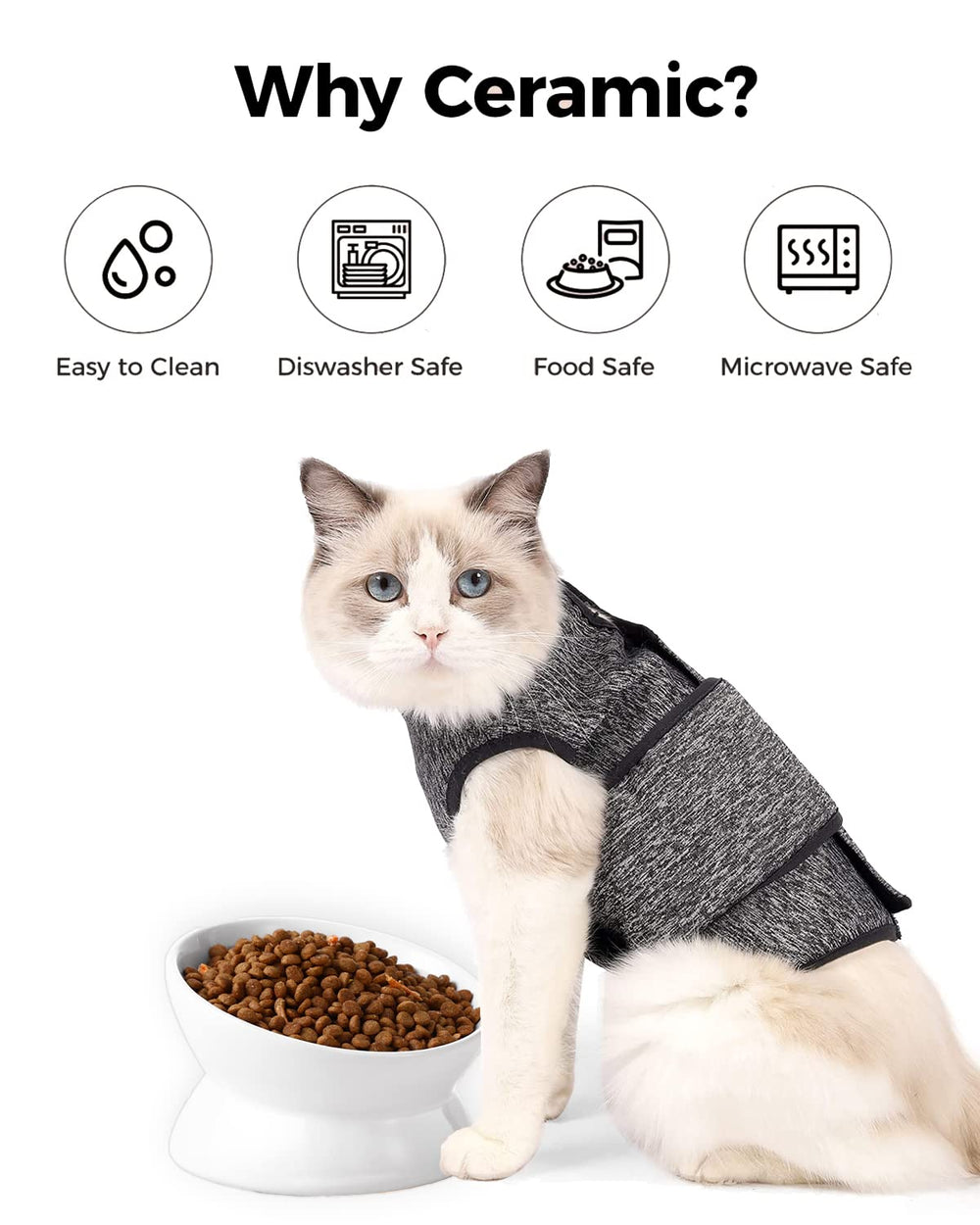 LoeJan cat bowl microwave and dishwasher-safe for easy cleaning.