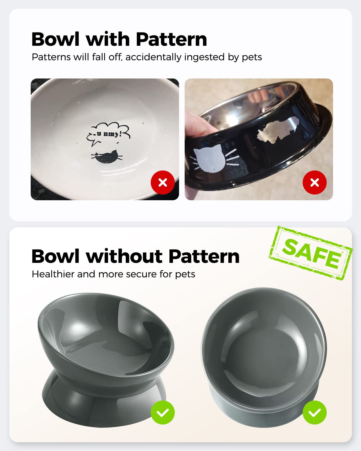 LoeJan cat bowl whisker-friendly design keeps whiskers clear during meals