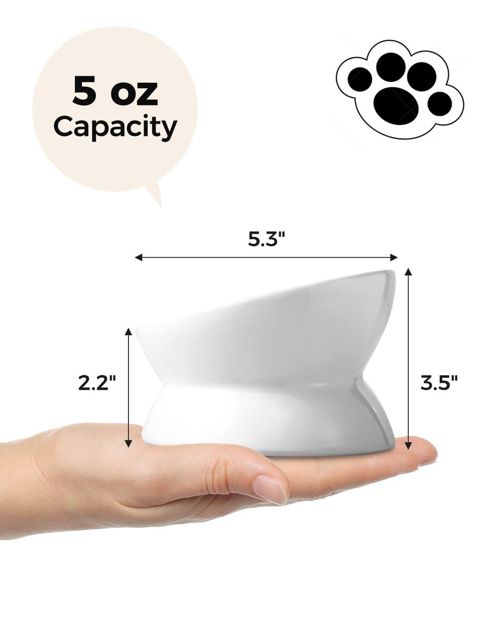 LoeJan elevated ceramic bowl supports flat-faced cats and small pets.