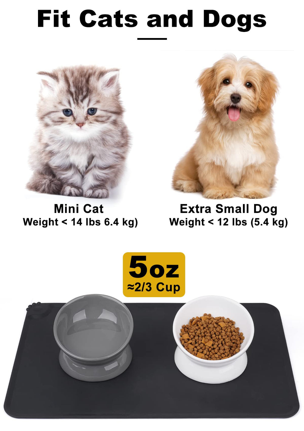 LoeJan elevated cat bowl tilt-angle close-up supports easier swallowing and balanced posture
