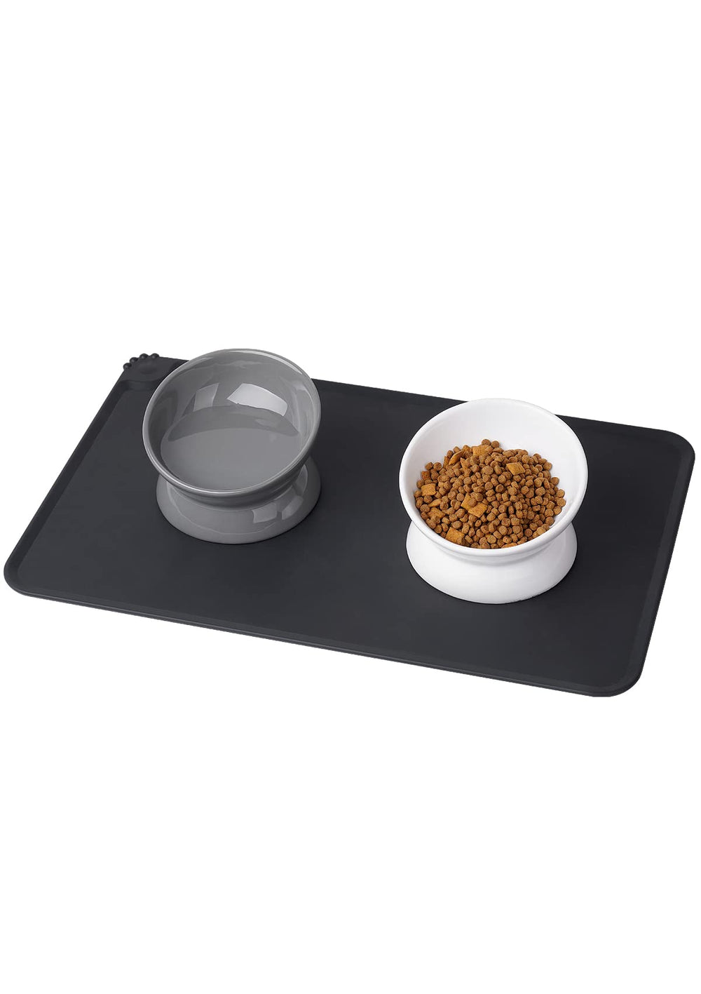 LoeJan elevated cat bowl top view shows compact 5oz design for small meals
