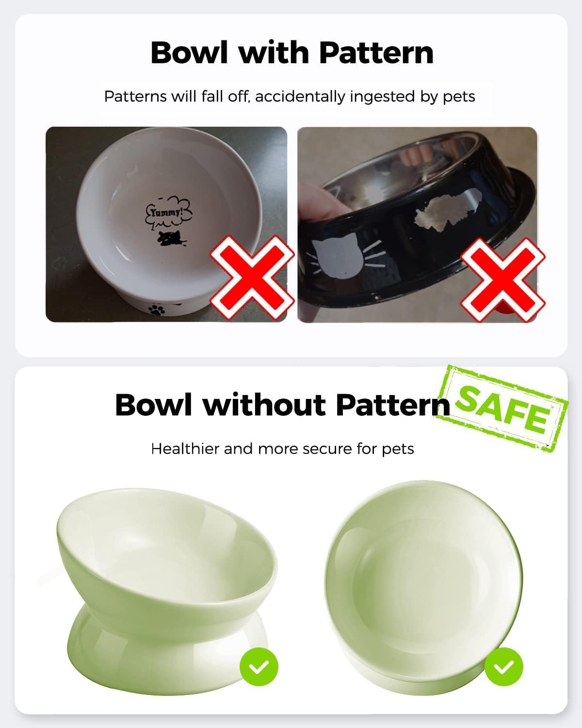 LoeJan tilt-design cat bowl highlights center food for flat-faced cats
