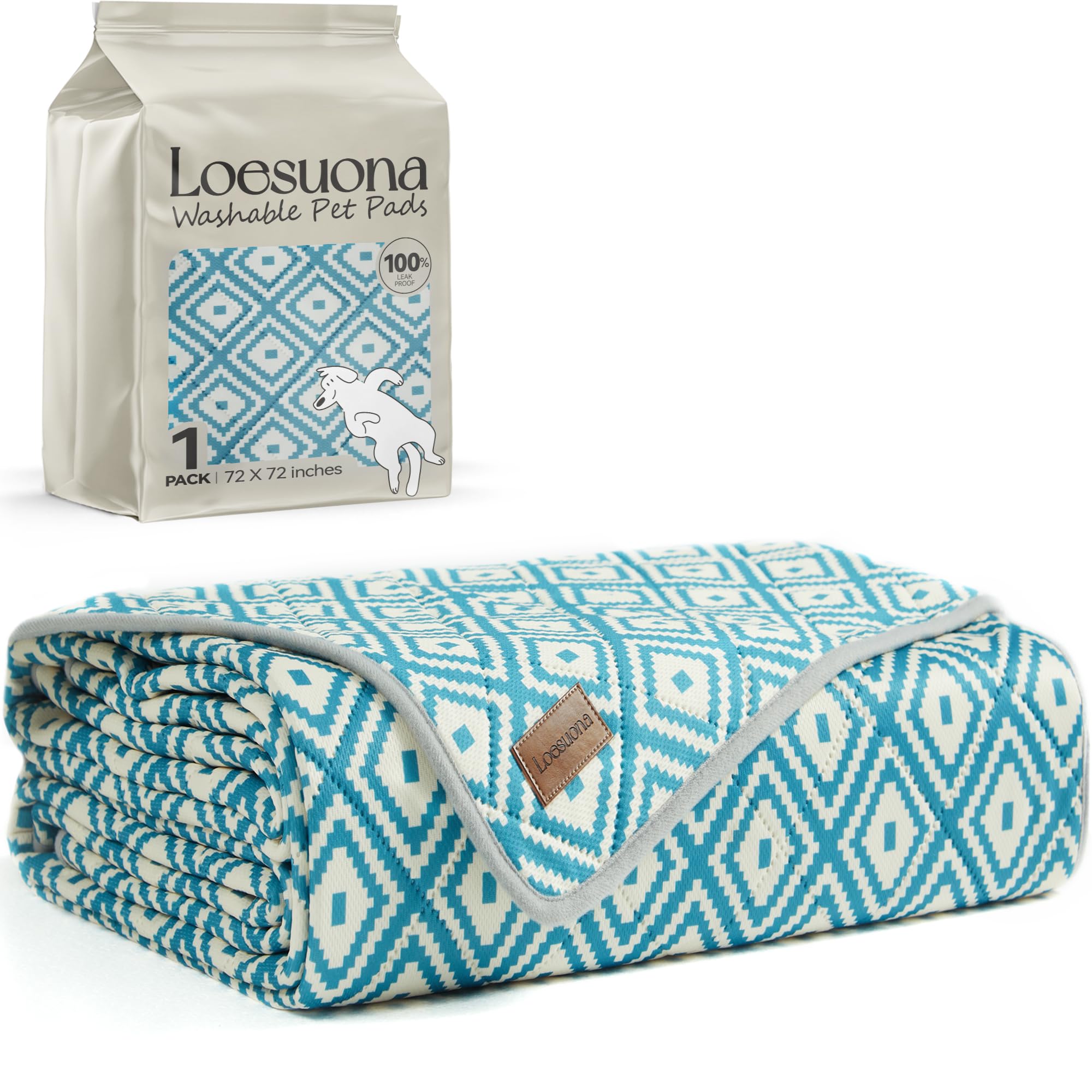 Loesuona washable pee pad with thick core for quick moisture absorption on floors.