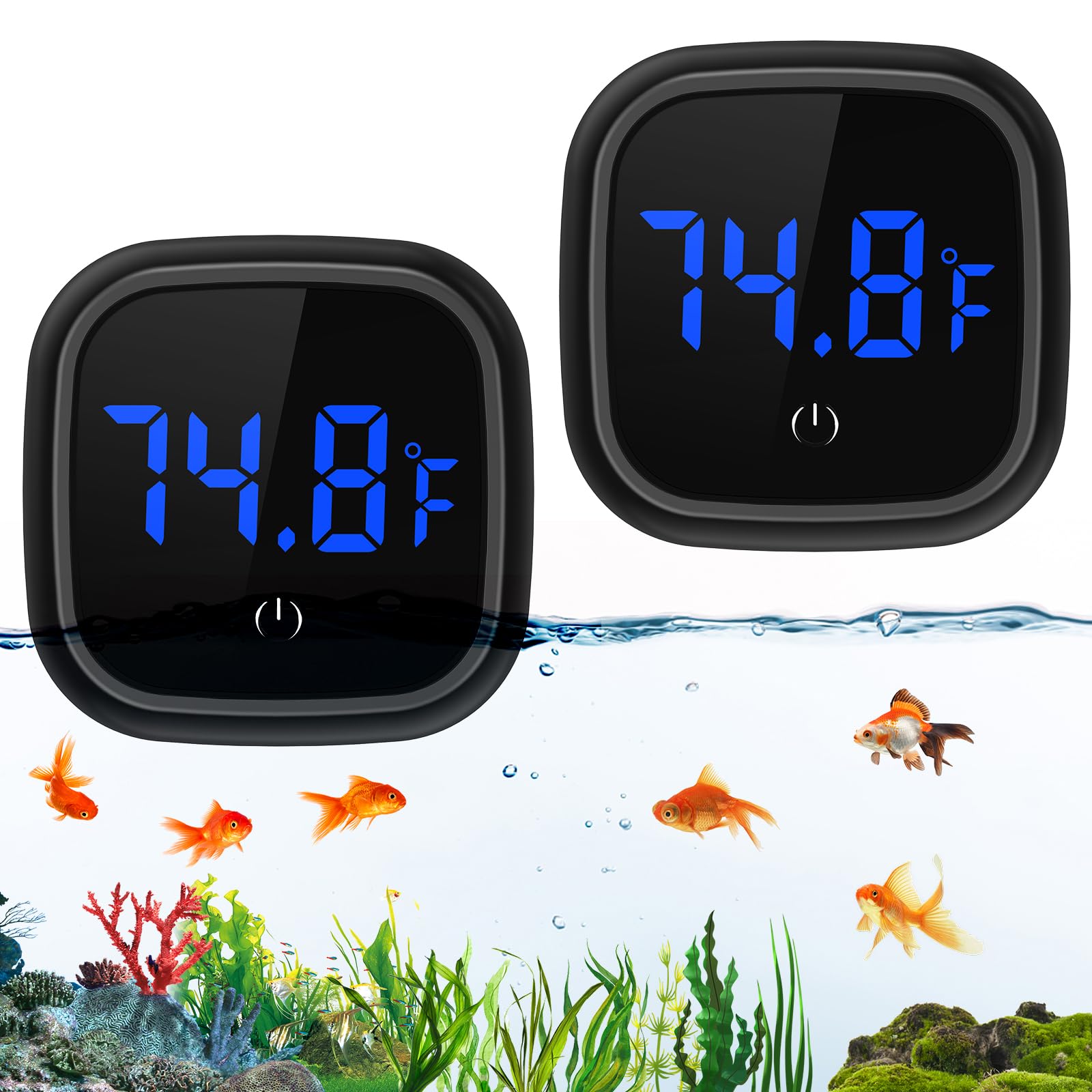 LOFICOPER digital aquarium thermometer front view clearly displays precise temps for quick adjustments.