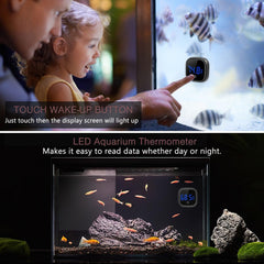 LOFICOPER stick-on aquarium thermometer side view enables easy placement and reliable monitoring.