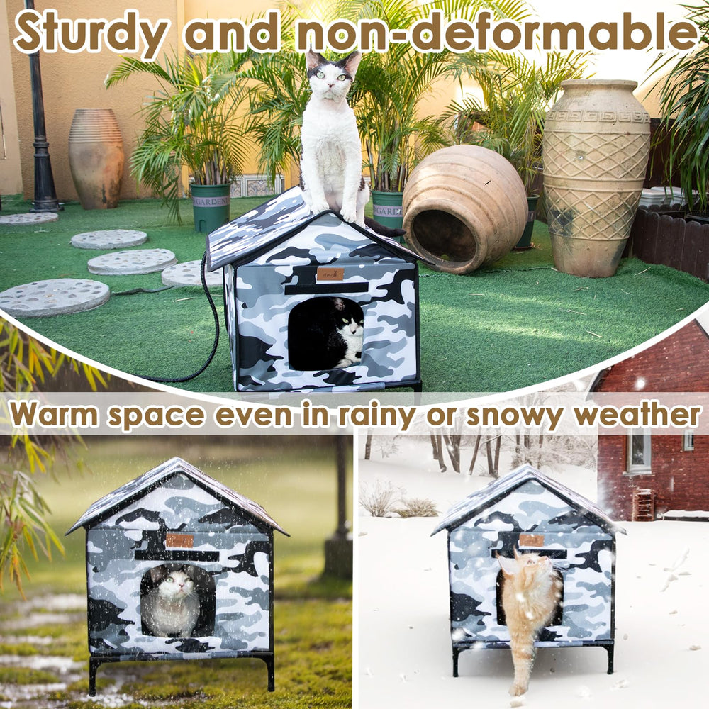 Lofkd heated cat house insulated cushion emphasizes six-layer warmth retention for chilly days.
