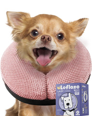 Loflaze soft inflatable dog cone side profile shows full vision and freedom of movement