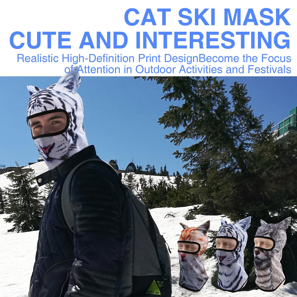 LOGJAM Cat Shiesty mask design C adds colorful winter warmth for skiing.