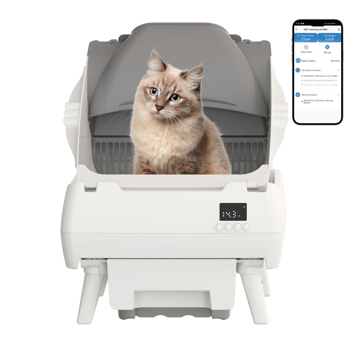 Lohhuby auto-cat-litter-box app-control enables remote cleaning and monitoring.