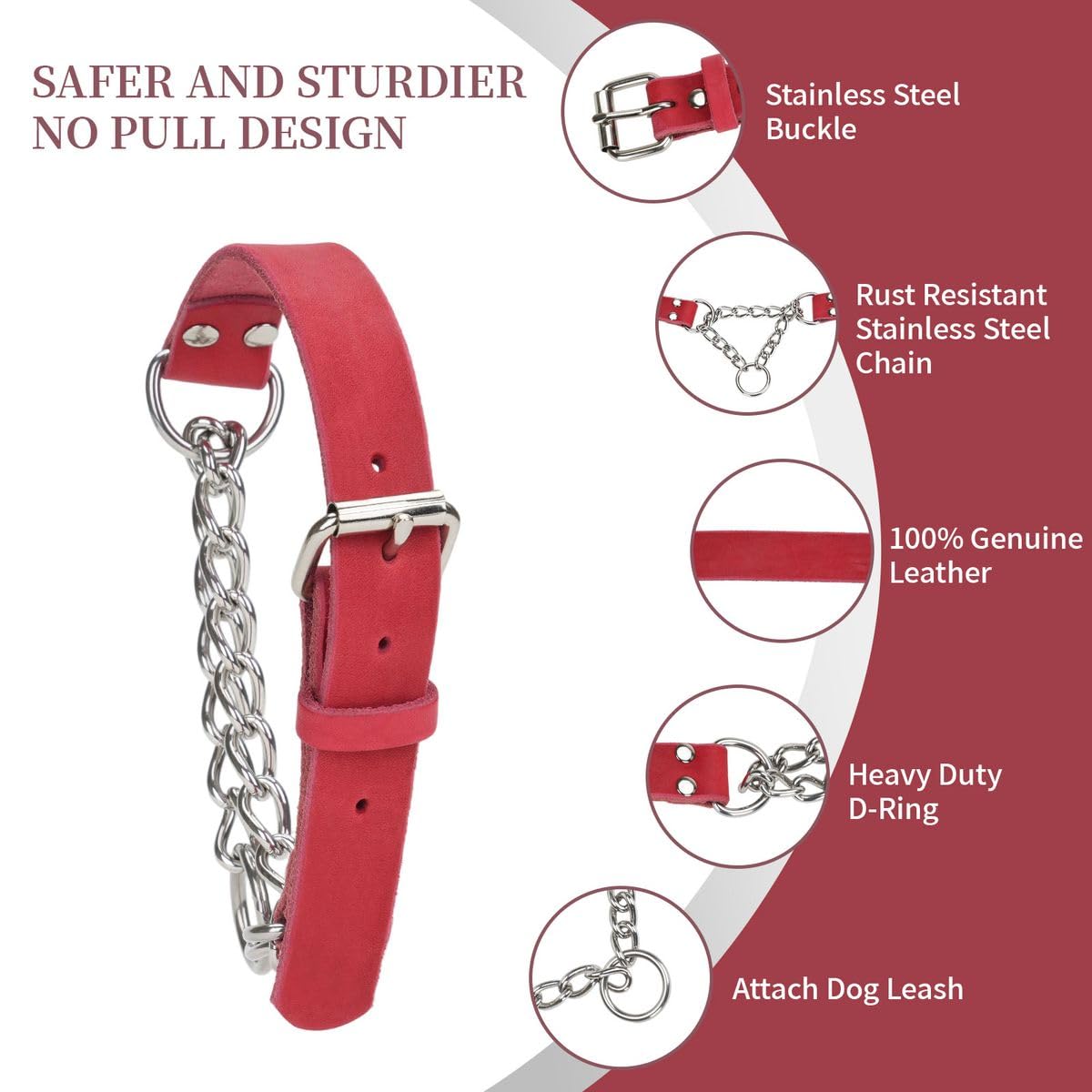 LOIIHEII dog collar anti-slip leather red showcasing comfortable wear