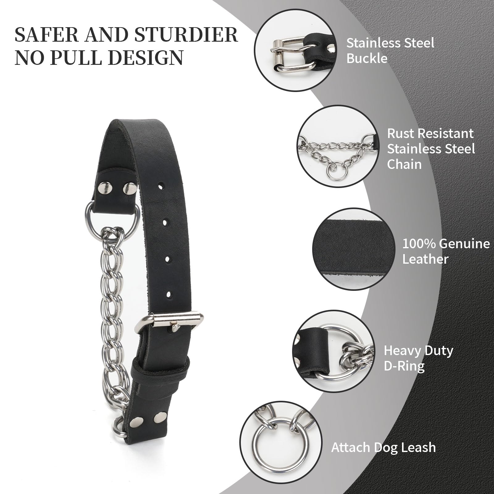 LOIIHEII Martingale Collar black leather style for everyday wear and special occasions.