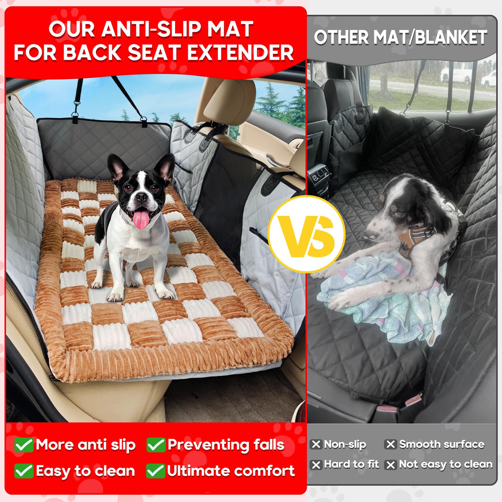 Loiion dog car bed mat plaid pattern enhances comfort on road trips