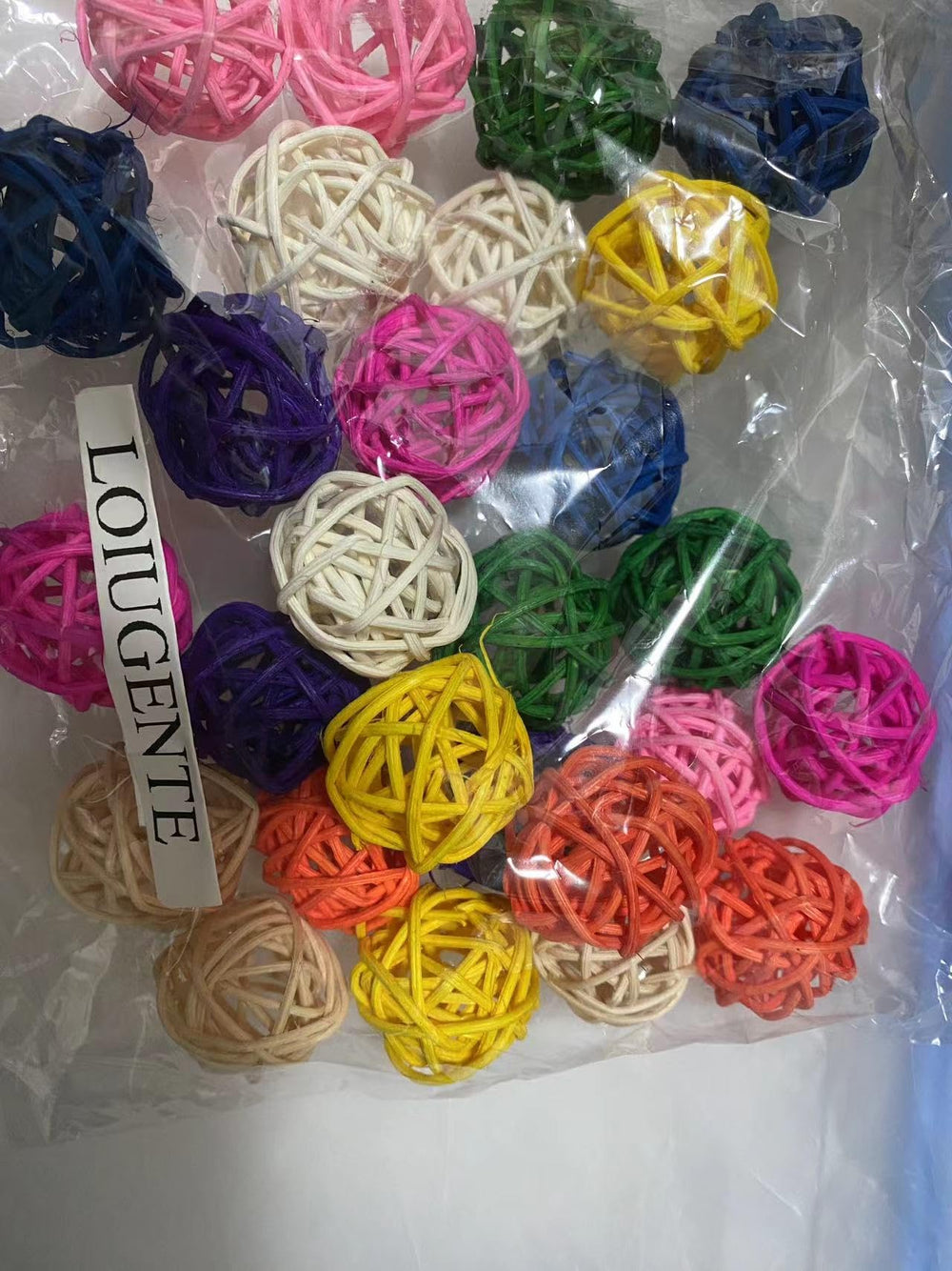 LOIUGENTE parrot chew toys ball-08, colorful dye-safe wicker for chewing and DIY decoration