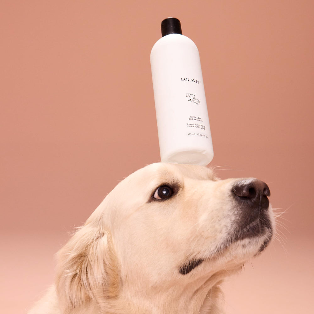 LolaVie Puppy Love shampoo vegan cruelty-free label on bottle