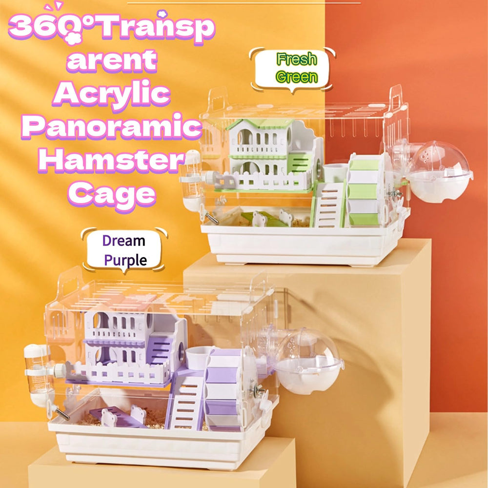 LOLLBIRD transparent playpen offers 360° visibility for observing hamsters.