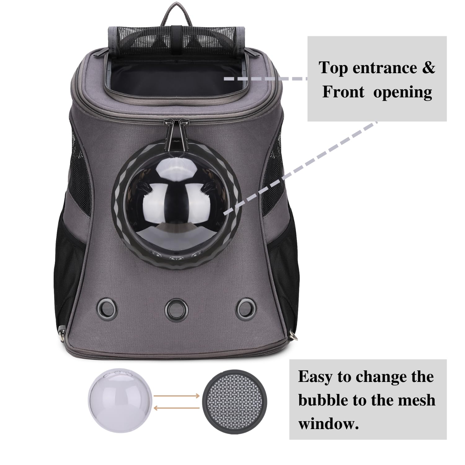 LOLLIMEOW carrier shows three ventilation holes ensuring fresh air