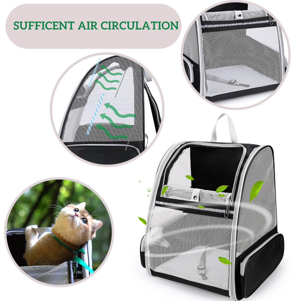 LOLLIMEOW Cat Backpack Carrier has a pocket for snacks or mini fan.