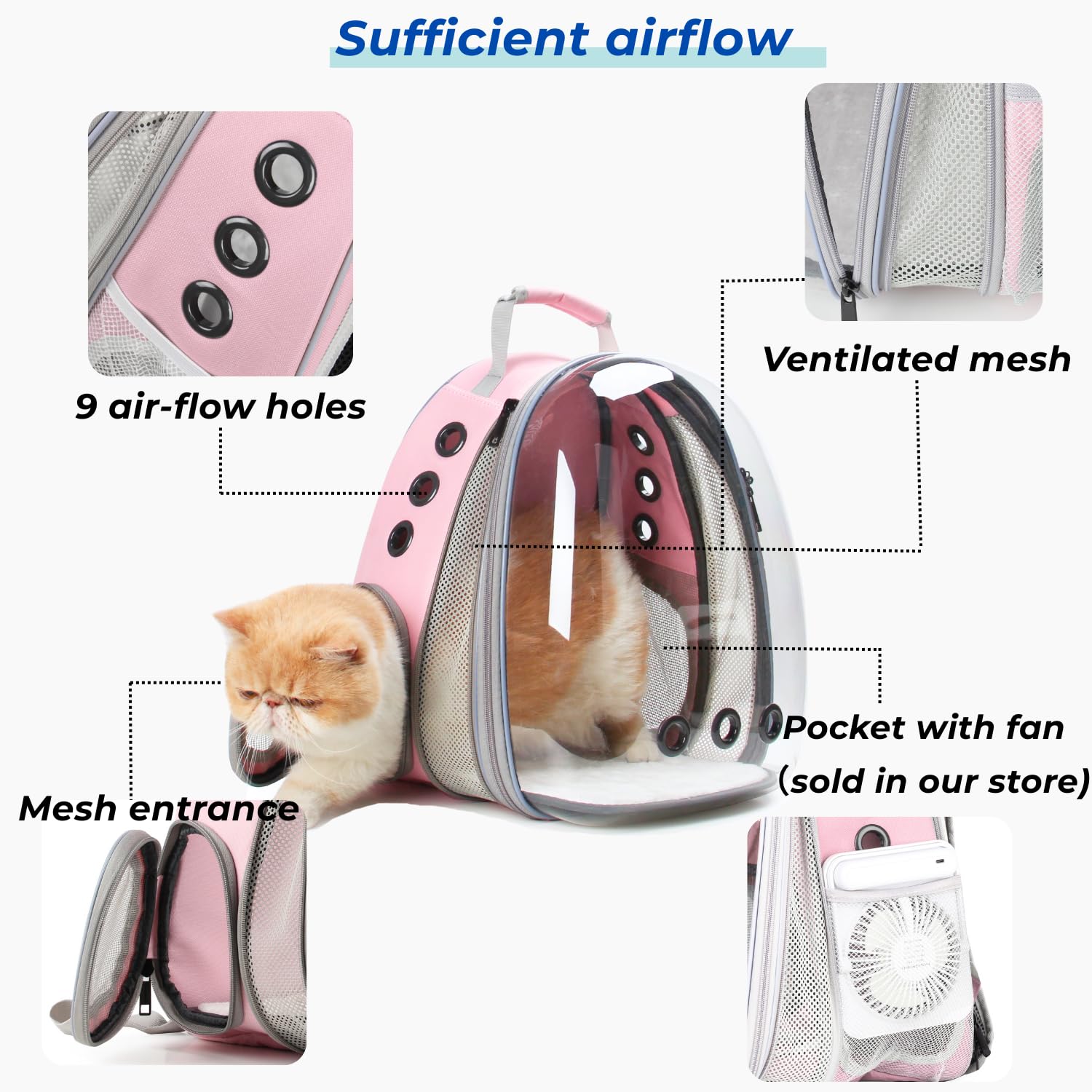 LOLLIMEOW expandable backpack design shows extra space for pets on the go