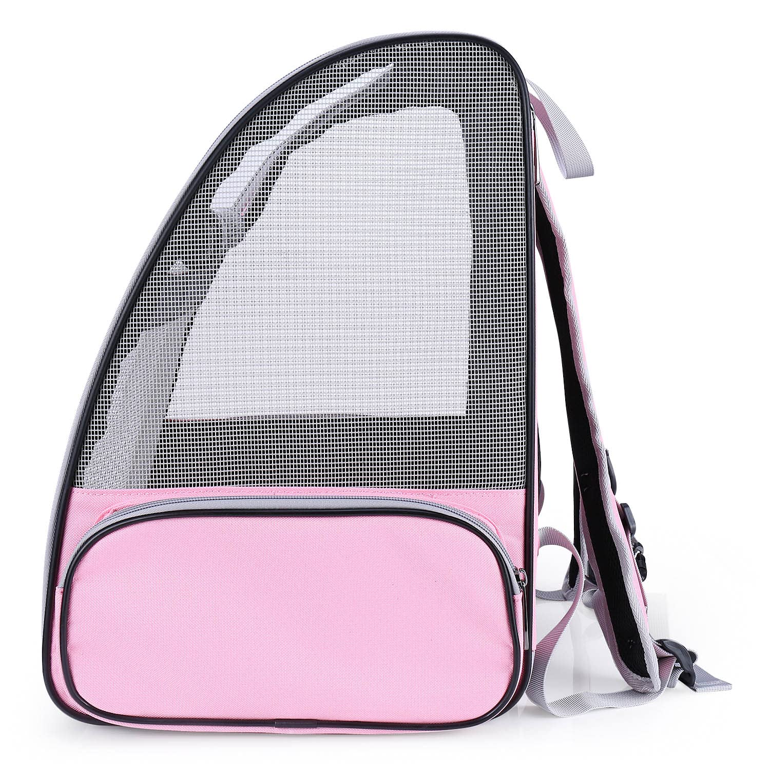 Lollimeow cat backpack carrier exterior pocket for accessories on trips.