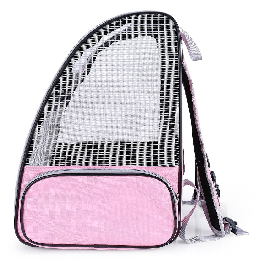 Lollimeow cat backpack carrier exterior pocket for accessories on trips.