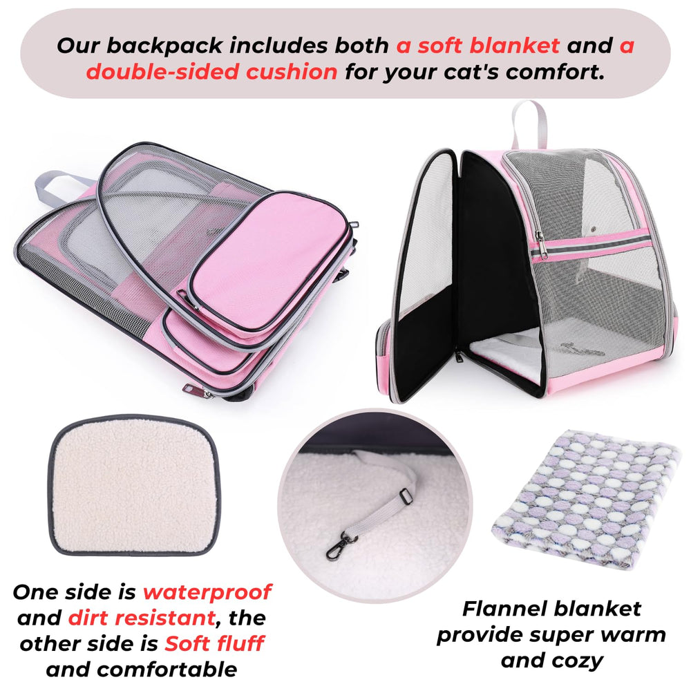Lollimeow cat backpack carrier cabin-size dimensions support airline travel compatibility.