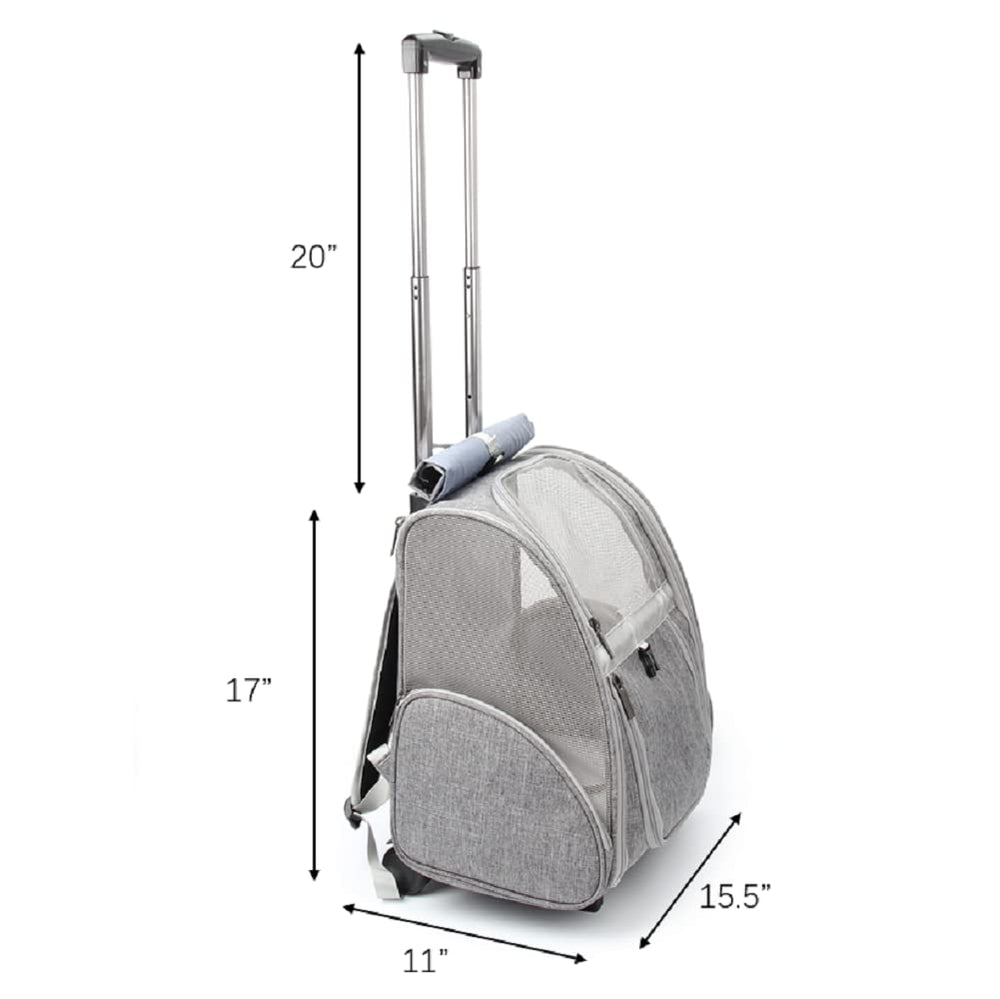 LOLLIMEOW dog backpack with wheels grey for hands-free pet travel