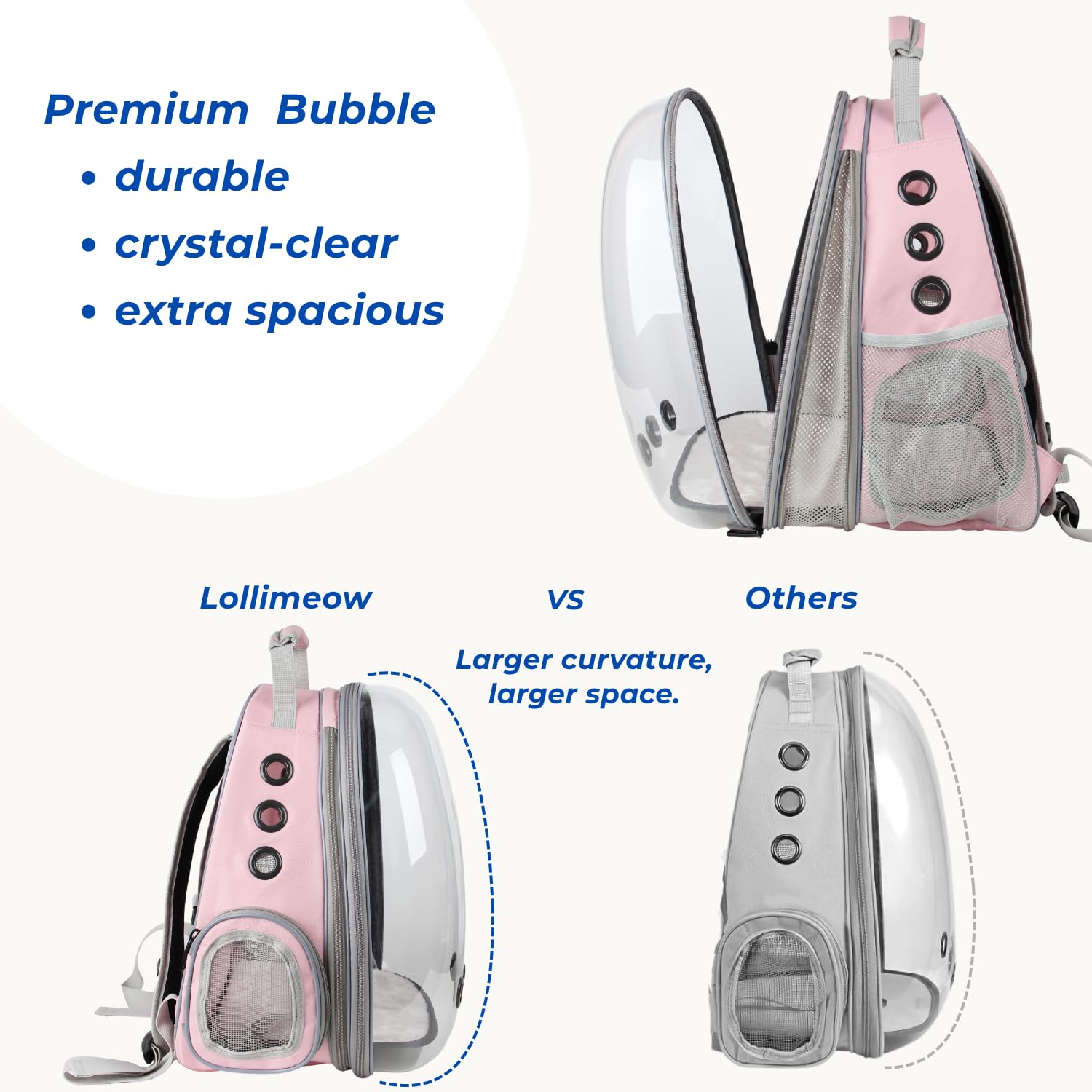 LOLLIMEOW carrier supports pets up to 16 pounds for versatile travel