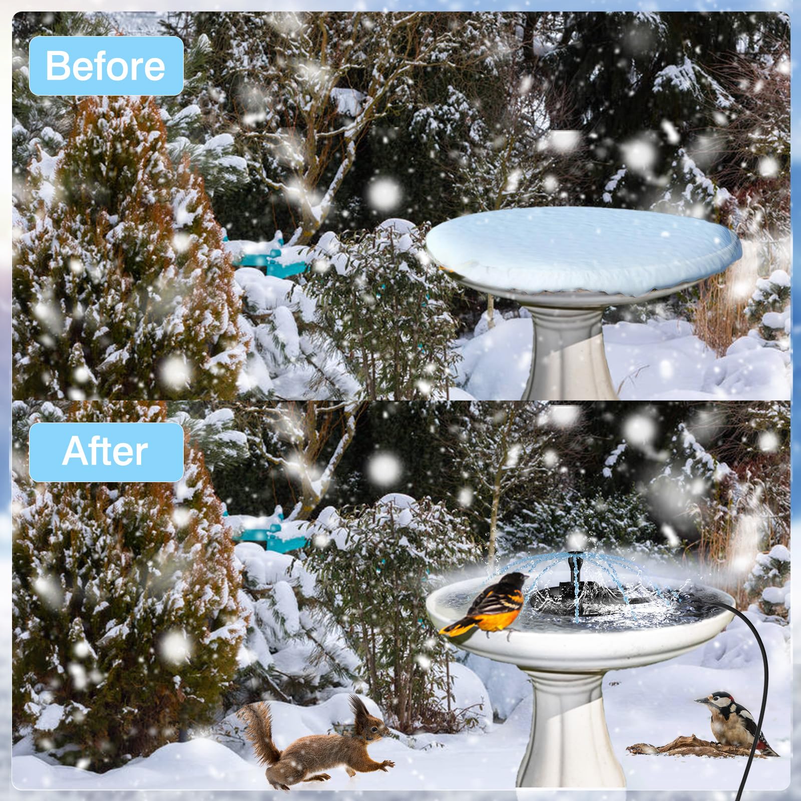 Lollyes 3.3ft cord provides flexible setup for garden bird baths