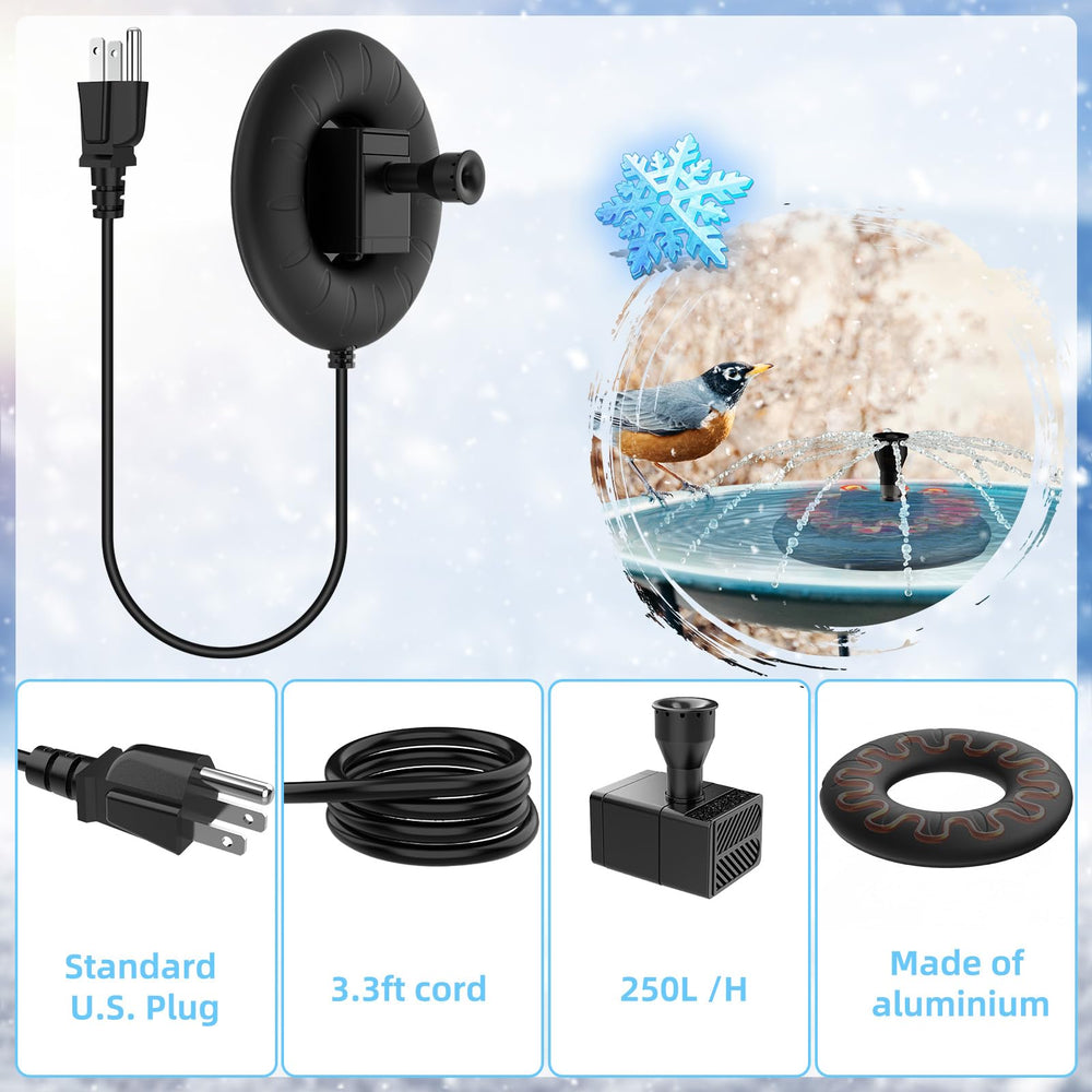 Lollyes black heater casing blends with outdoor décor while warming water