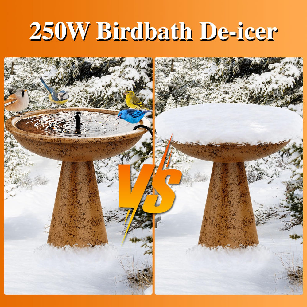 lollyes Bird Bath Heater with cord demonstrates easy setup and dependable power reach.