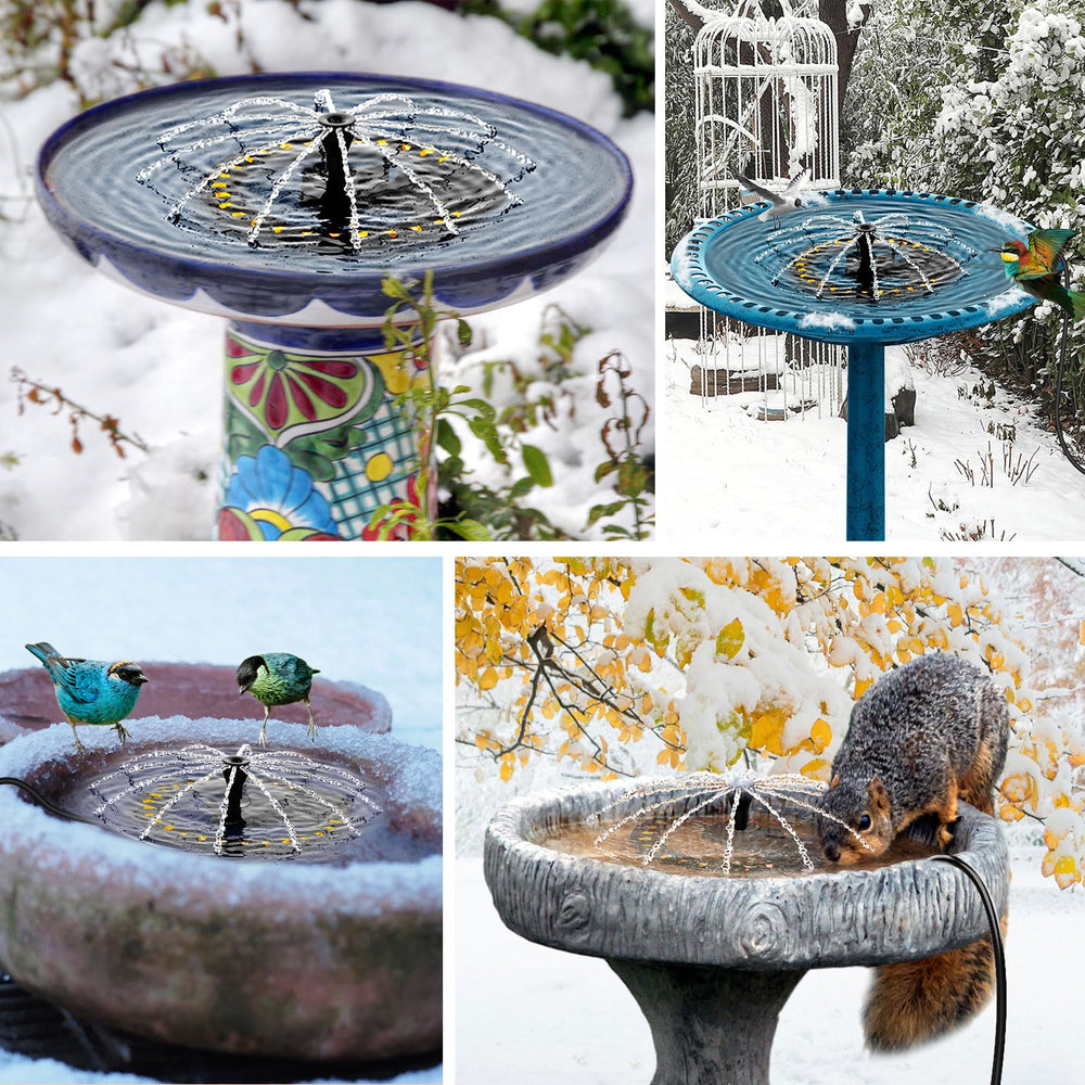 lollyes Bird Bath Heater keeps water at a gentle temperature for birds.
