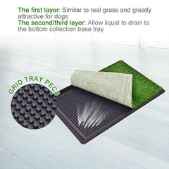 LOMANTOWN dog grass pad tray front view demonstrates ample space for large breeds.