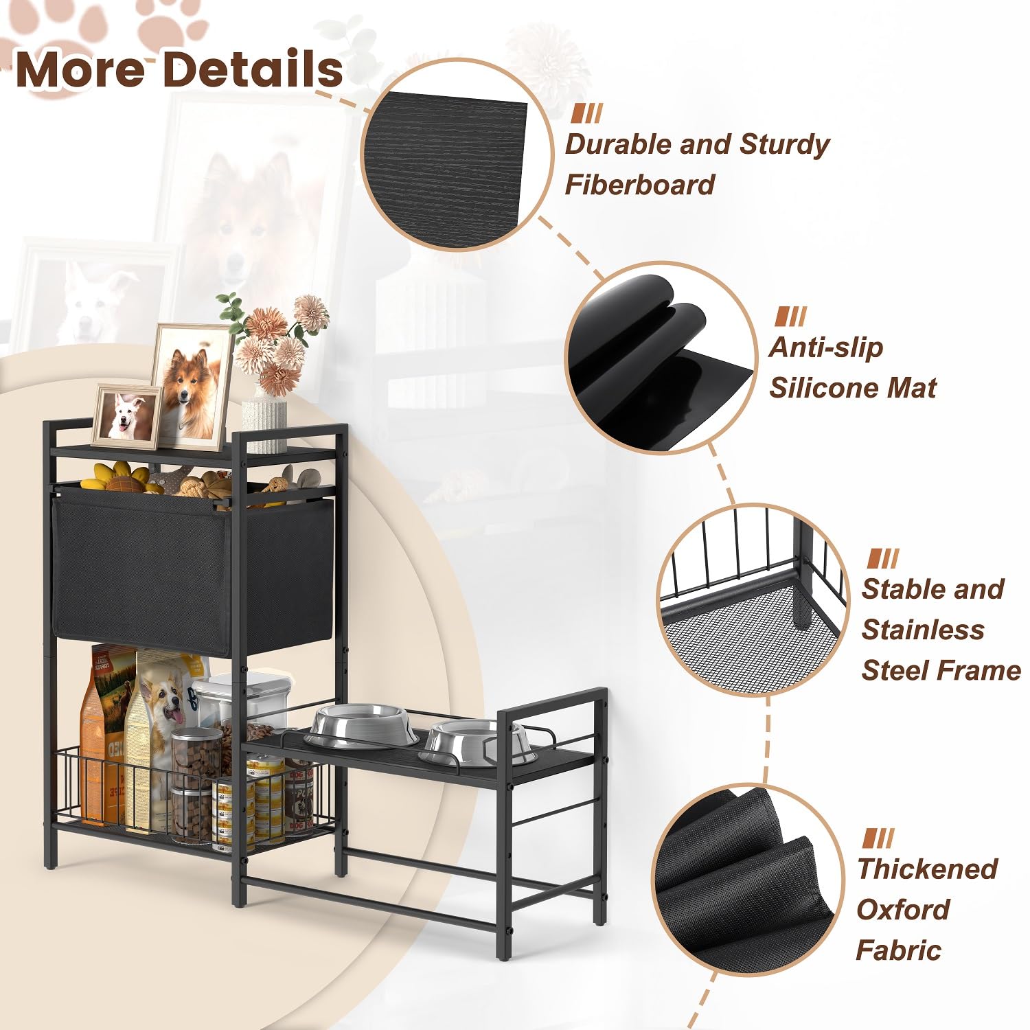 Lomivra easy-clean design with anti-slip mat and wipeable surfaces.